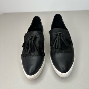 Steven Boyhood Loafer Women's Size 9 B Black Faux Leather Tassel Slip-On Shoes